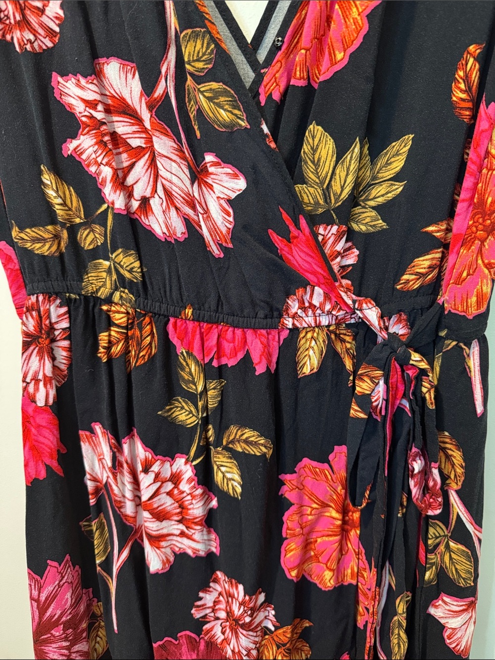 Xhilaration Black Floral High-Low Wrap Maxi Dress - Picture 3 of 5